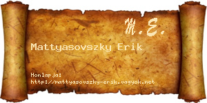 Mattyasovszky Erik névjegykártya